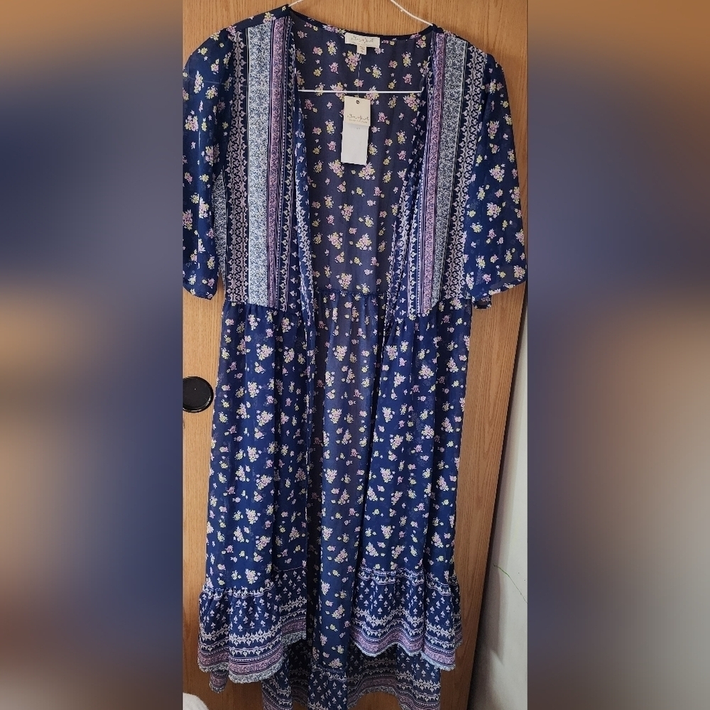 Ultra Flirt Blue High Low Sundress with Flutter Sleeves